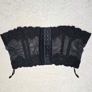 Black Lace Corset Style Bustier Style Bra Top Size 36 Mesh Lace Polyester